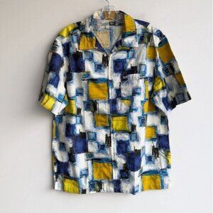 Vintage Guess 100% cotton short sleeve abstract print patchwork shirt